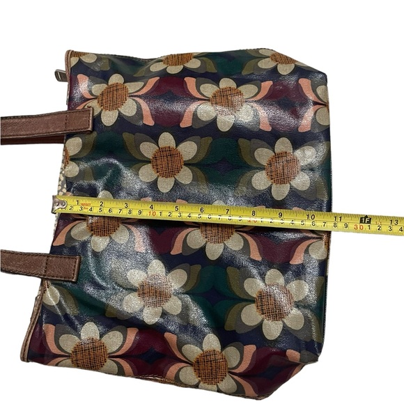 Vintage Fossil KeyPer Coated Canvas Shoulder Bag Purse Tote Daisy Prints READ - Picture 12 of 14